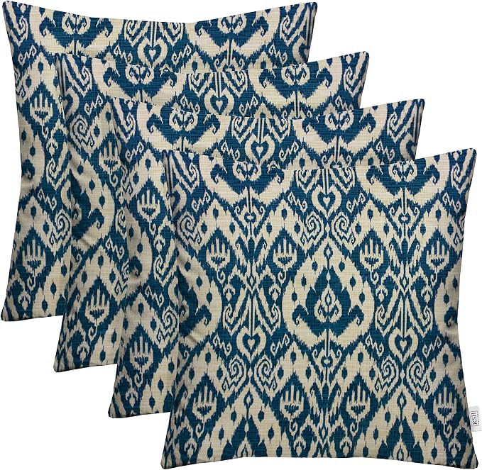RSH DECOR Square Throw Pillows Set of 4, 24" x 24", Outdoor Pillows Waterproof, Outdoor Pillow Covers, Pillow Covers for Couch, Ashmore Marine, Made in USA