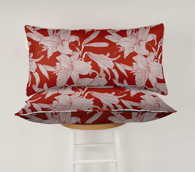 Indoor/Outdoor Polyester Fabric Lumbar Pillow Cover, All-Weather Waterproof Rectangular Cushion Case for Patio Furniture, 12 x 20 Set of 2 - Florals-36