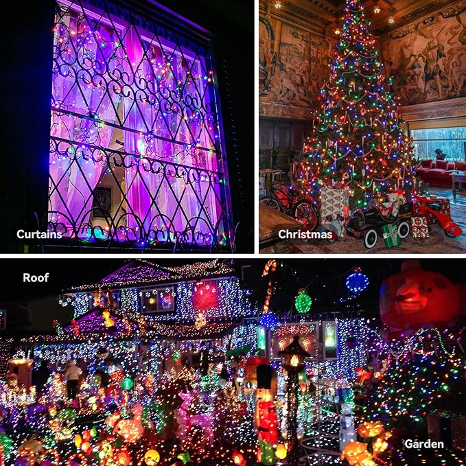 Battery String Lights Outdoor 33Ft 100 LED Fairy Lights for Indoor Outdoor Waterproof with Remote Timer 8Modes Battery Operated Christmas Lights for Outside Party Garden Christmas Tree Décor