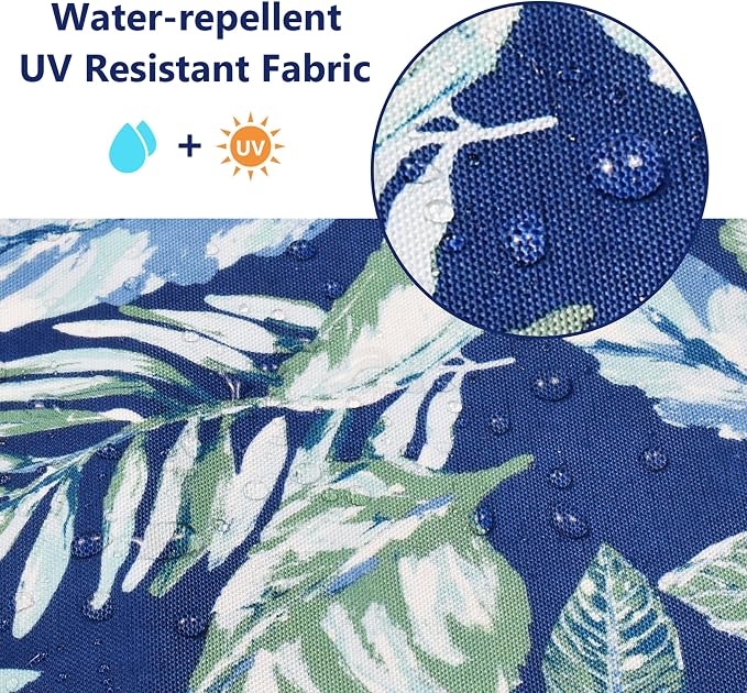 Outdoor Pillow Covers 18x18 Inch, Waterproof Throw Pillow Covers Pack of 2, Water-Resistant Decorative Pillow Case for Patio Furniture Tent Garden, Tropical Leaf, Blue Green, Cover ONLY