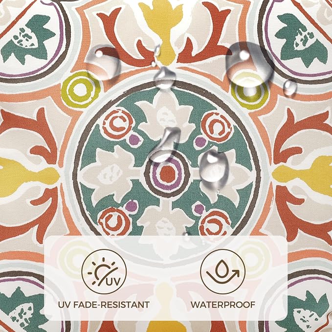Volans 18" x 18" Outdoor Throw Pillows with Inserts, Waterproof Decorative Pillows for Backyard, Bed, Couch, and Patio Furniture, Pack of 4, Colorful Kaleidoscope