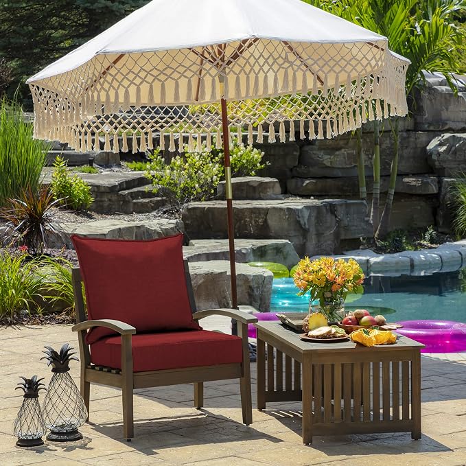 Arden Deep Seat Outdoor Chair Cushion Set (2-Pack), 24 in x 24 in, Weather-Proof, Rain-Proof, Fade Resistant Patio Cushion Set for Chair, Sofa, and Couch Ruby Red Leala | Outdoor Sofa, Couch, Conversation Set, Weather-Proof, Rain-Proof, Fade Resistant ...