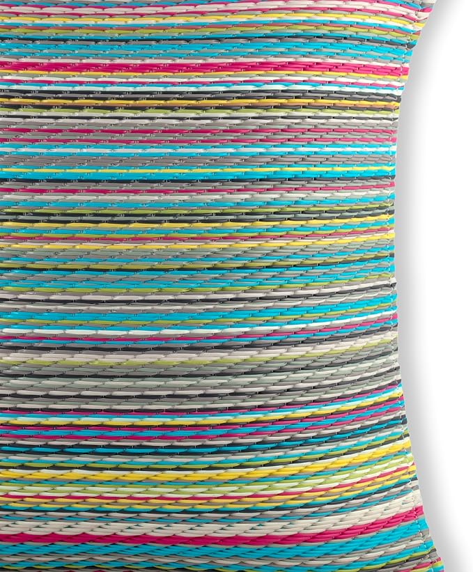 Fab Habitat Outdoor Premium Recycled Plastic Pillow - Waterproof, Fade Resistant - Striped - Patio, Porch, Deck, Balcony - Cancun - Candy - 20" x 20"