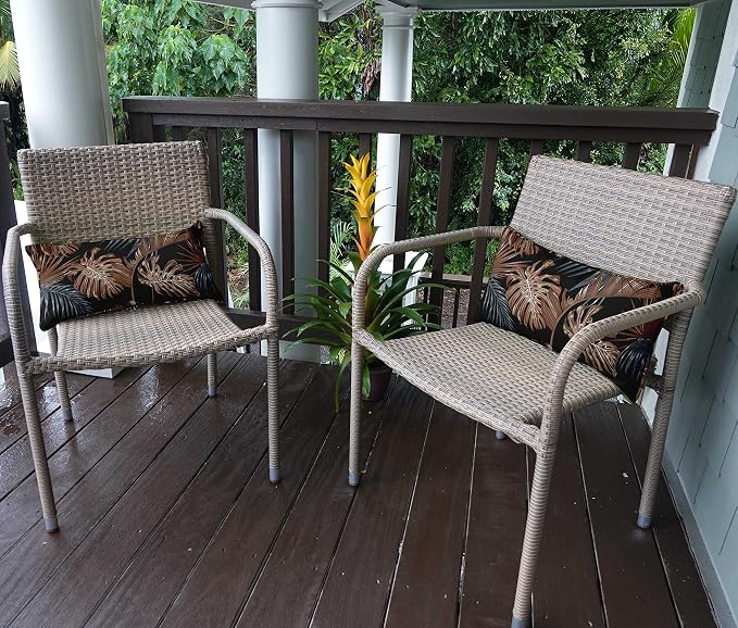Indoor/Outdoor Polyester Fabric Lumbar Pillow Cover, All-Weather Waterproof Rectangular Cushion Case for Patio Furniture, 12 x 20 Set of 2 - Tropical-43