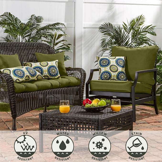 Greendale Home Fashions Outdoor 19x12 inch Rectangle Decorative Throw Pillow, 2-Pack, Cobalt Medallion 2 Count