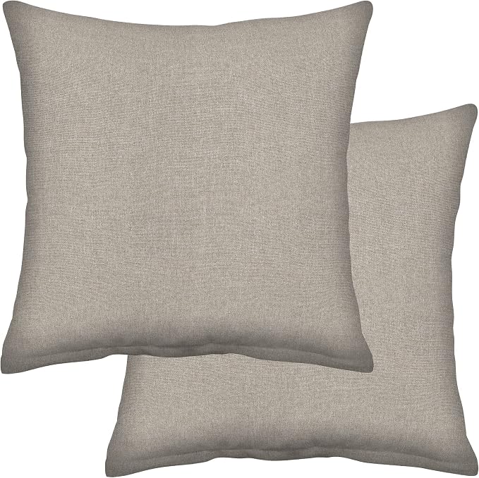 Honeycomb Outdoor Square Toss Pillow Set, 17" W x 17" L, Heathered Solid Taupe Outdoor Pillows