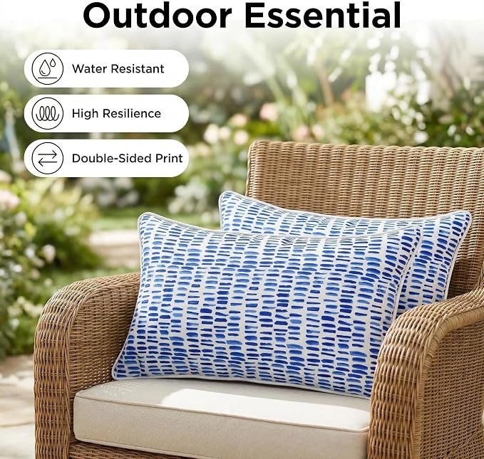 JMGBird Outdoor Patio Pillows Outdoor Throw Pillows with Inserts | 12x20 outdoor pillow insert 4 outdoor Lumbar pillows waterproof outdoor pillows for patio furniture