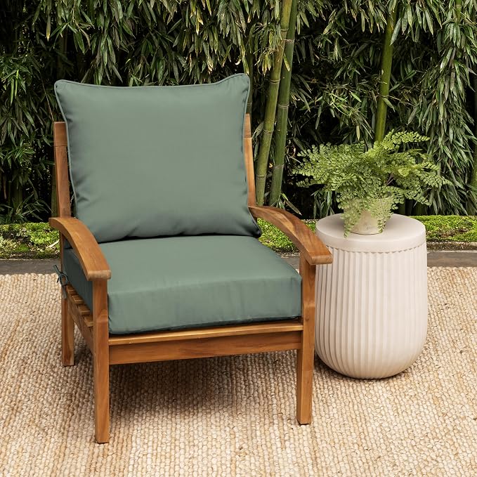 Arden Outdoor Deep Seat Cushion Set, earthFIBER, 24x24, Sage Green Texture | 2-Pack, Outdoor Sofa, Couch, Conversation Set, Weather-Proof, Rain-Proof, Fade Resistant for Chair, Mold and Mildew Resistant