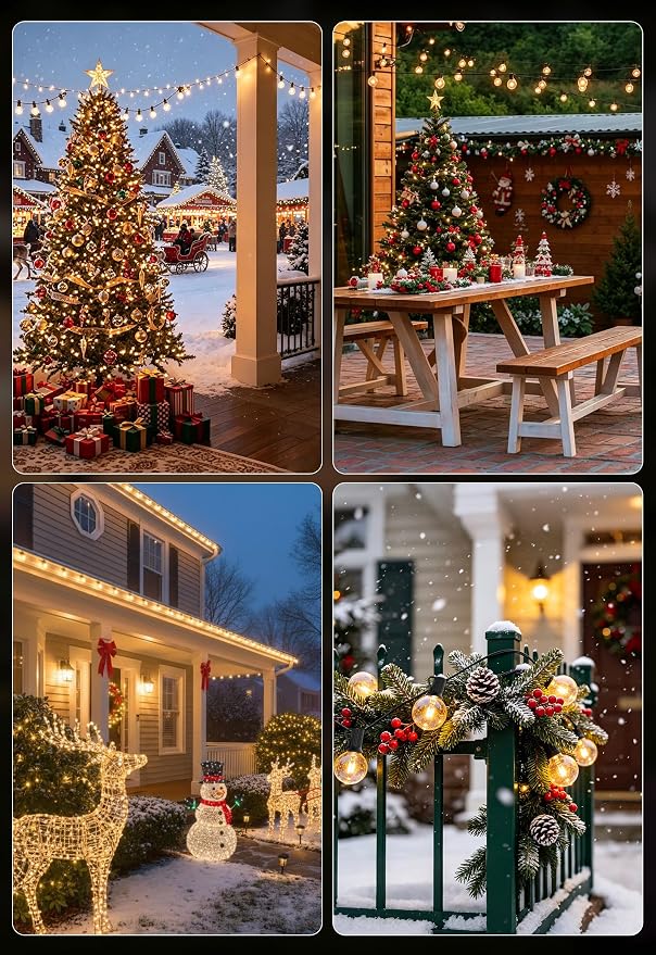 Outdoor String Lights 100FT Wateproof Outside Patio Lighting for Backyard | 52 Plastic Dimmable G40 Globe Bulbs,100FT Connectable Outdoor Lights for Porch Bistro Garden Gazebo Balcony Yard Cafe Wedding