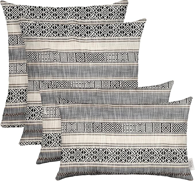 RSH DECOR: Lumbar & Square Pillows Set of 4 | 20" x 12" & 20" x 20" | Water and Fade-Resistant Performance Fabric | Outdoor Throw Pillows for Patio Furniture | Made in USA (Banuelos Java)