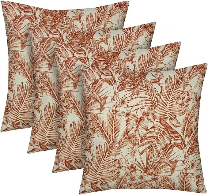 RSH DECOR Square Throw Pillows Set of 4, 24" x 24", Outdoor Pillows Waterproof, Outdoor Pillow Covers, Pillow Covers for Couch, Wilshire Mesa, Made in USA