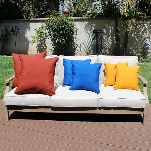 Factory Direct Partners Presidio 18" x 18" Square Decorative Throw Pillow Set with Piping for Indoor/Outdoor Furniture UV, Fade, Weather-Resistant Olefin Fabric (2-Pack) - Dusty Turquoise, 13810-137