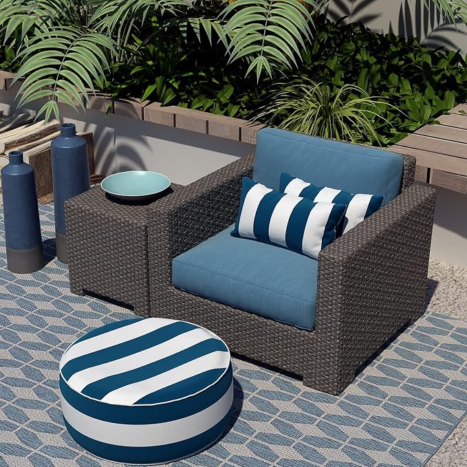 LVTXIII Outdoor/Indoor Lumbar Pillow Covers, Patio Fade Resistant Lumbar Pillow Cases ONLY, Tropical Lumbar Cushion Covers for Home and Garden Furniture Decor,12” x 20”, Pack of 2, Cabana Navy