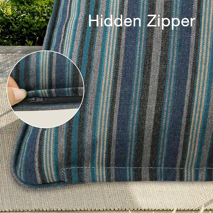 Unimatta Sunbrella Decorative Outdoor Water Repellent Throw Pillows with Inserts, Set of 4, 20" x12" Pillows for Patio, Backyard, Bed, Couch, and Patio Furniture, Troupe Dock