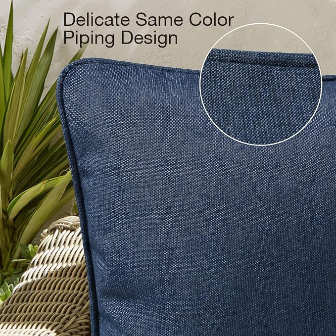 Unimatta Sunbrella Decorative Outdoor Water Repellent Throw Pillows with Inserts, Set of 4, 16" x16" Pillows for Patio, Backyard, Bed, Couch, and Patio Furniture, Specrtum Indigo