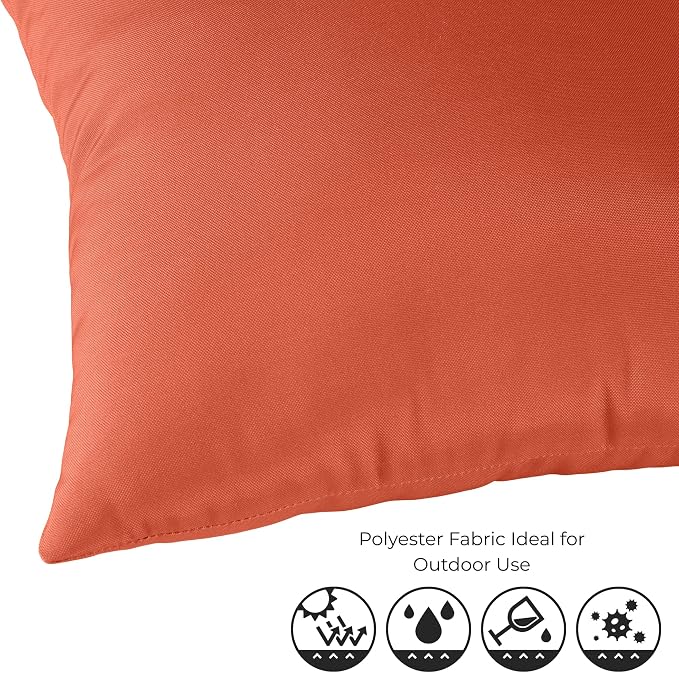 Set of 2 Outdoor Throw Pillows 19 x 12 Inch – Reversible Rectangle Patio Accent Pillows – Weather-Resistant Polyester Fabric – Eco-Friendly Recycled Polyfiber Fill – Rust
