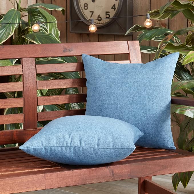South Pine Porch Outdoor 17-inch Square Accent Pillow (Set of 2), Denim