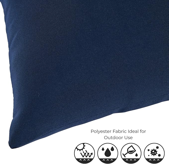 Set of 2 Outdoor Throw Pillows 19 x 12 Inch – Reversible Rectangle Patio Accent Pillows – Weather-Resistant Polyester Fabric – Eco-Friendly Recycled Polyfiber Fill – Navy