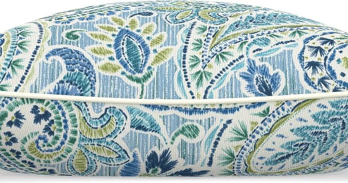 Pillow Perfect Paisley Indoor/Outdoor Accent Throw Pillow, Plush Fill, Weather, and Fade Resistant, Lumbar - 11.5" x 18.5", Artic Stone, 2 Count
