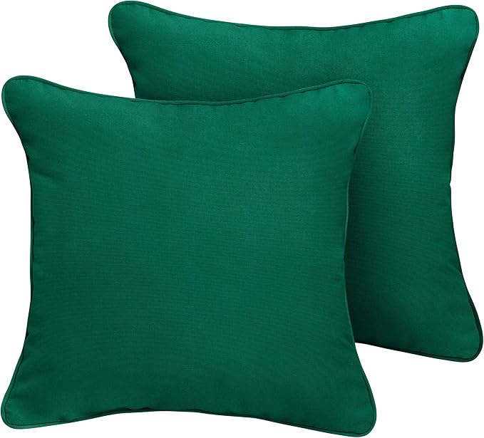 Sorra Home x Sunbrella Indoor/Outdoor Corded Pillows, 20" x 20", Canvas Forest Green
