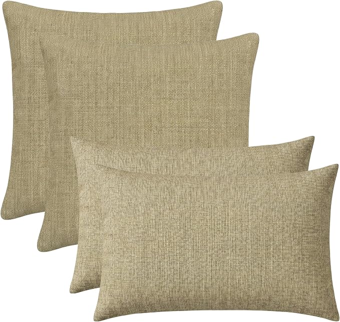 RSH DECOR: Sunbrella Lumbar & Square Pillows Set of 4 | 20" x 12" & 17" x 17" | Water and Fade-Resistant Performance Fabric | Outdoor Throw Pillows for Patio Furniture | Made in USA (Cast Tinsel)