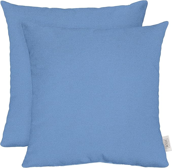 RSH DECOR: Sunbrella Square Throw Pillows Set of 2 | 17" x 17" | Water and Fade-Resistant Performance Fabric | Outdoor Pillow Covers with Down-Alternative Inserts | Made in USA (Cast Ocean Blue)