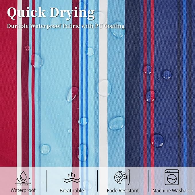 Pyonic 4th of July Outdoor Pillow Covers 18x18 inch Waterproof Red Blue White Striped Outdoor Pillows for Patio Furniture Garden