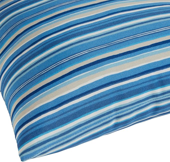 South Pine Porch Outdoor 17-inch Square Accent Pillow (Set of 2), Sapphire Stripe