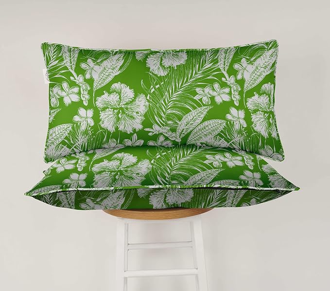 Indoor/Outdoor Polyester Fabric Lumbar Pillow Cover, All-Weather Waterproof Rectangular Cushion Case for Patio Furniture, 12 x 18 Set of 2 - Florals-72