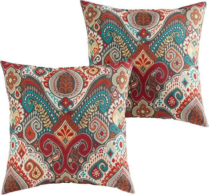 South Pine Porch Outdoor 17-inch Square Accent Pillow, Set of 2, Asbury Park