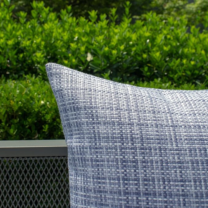 Kevin Textile Outdoor Waterproof 12"x20" Pillow Covers 2 Pack, Purple Blue | Water Resistant, Faux Linen Yarn-dyed, Woven Texture Throw Pillow Covers for Tent Patio Garden Couch Sofa