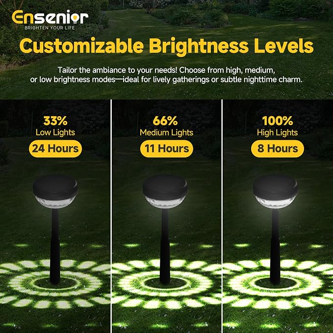 Ensenior 10-Pack Solar Lights Outdoor, Auto ON/Off 6500K LED Solar Garden Lights for Pathway, Yard, Patio, Walkway, Flower Bed, Halloween Christmas Landscape Lighting, IP65 Waterproof, Flag Lights