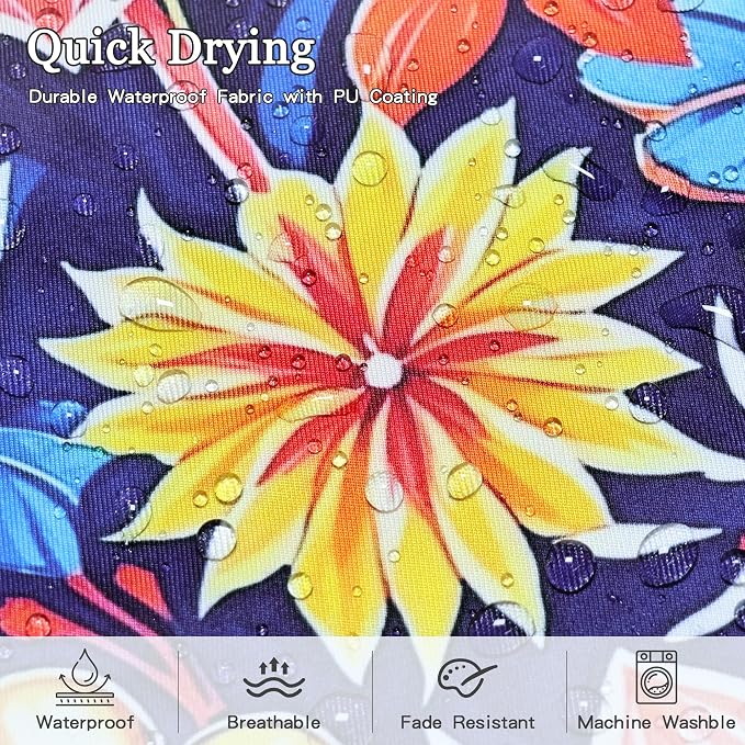 Outdoor Pillow Covers 12x20 Inch Set of 2, Tropical Floral Plants Modern Throw Pillows Cases, Spring Waterproof Square Garden Cushion Sham for Patio Funiture Tent Balcony Bench Sofa, Blue