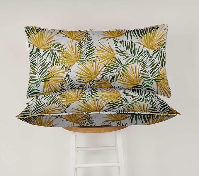 Indoor/Outdoor Polyester Fabric Lumbar Pillow Cover, All-Weather Waterproof Rectangular Cushion Case for Patio Furniture, 12 x 18 Set of 2 - Tropical-83