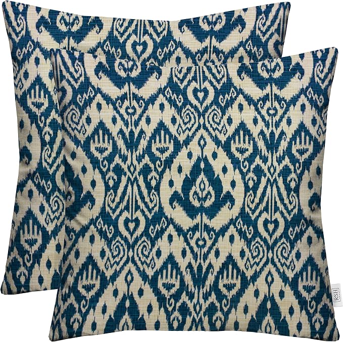 RSH DECOR Square Throw Pillows Set of 2, 20" x 20", Outdoor Pillows, Ashmore Marine, Made in USA