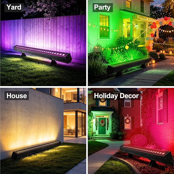 LED Wall Washer Light, 40in Linkable RGBCW Light Bar, IP65 Waterproof, App & RF Remote, 2700K-6500K Tunable White, 1%-100% Dimmable, 120V