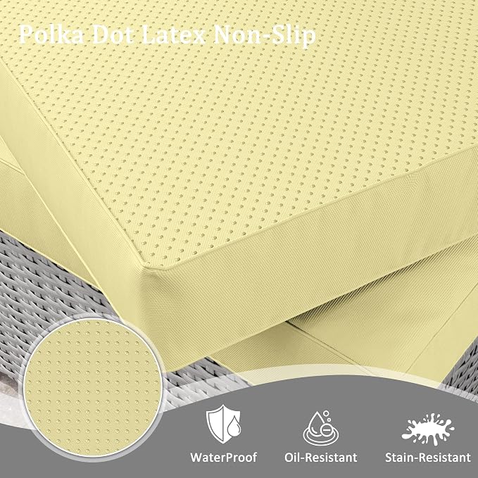Outdoor Furniture Replacement Cushions, Waterproof Patio Furniture Cushions, 4" Deep Seat Outdoor Sectional Cushion for 3-Seat Outdoors Rattan Sofa Patio Sofa Cushion, Light Yellow