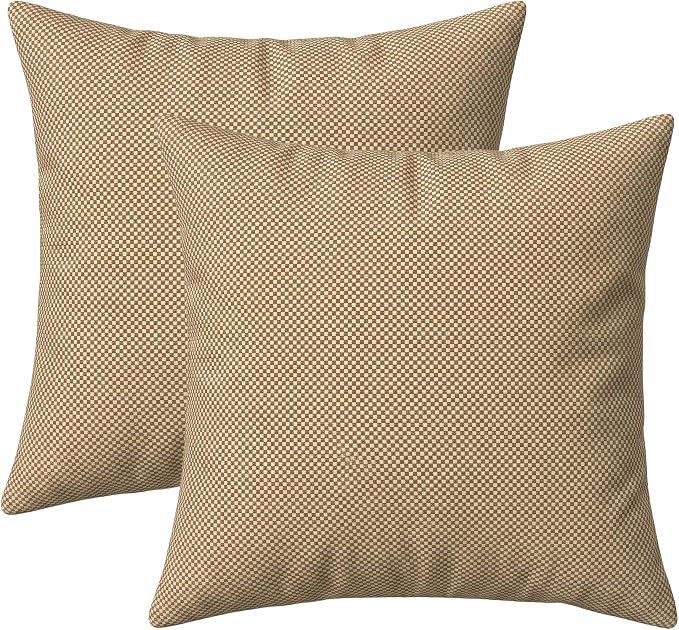 RSH DECOR: Square Throw Pillows Set of 2 | 20" x 20" | Water and Fade-Resistant Performance Fabric | Outdoor Pillow Covers with Down-Alternative Inserts | Made in USA (Trixie Wicker)