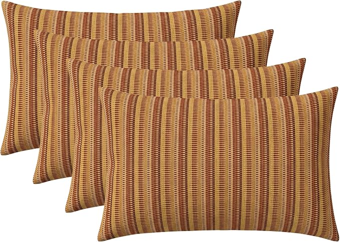 RSH DECOR: Sunbrella Jumbo Lumbar Throw Pillows Set of 4 | 26" x 16" | Indoor Outdoor – Patio, Lounge, Adirondack | Water & Fade-Resistant | Down-Alternative Inserts | Made in USA (Limelite Teak)