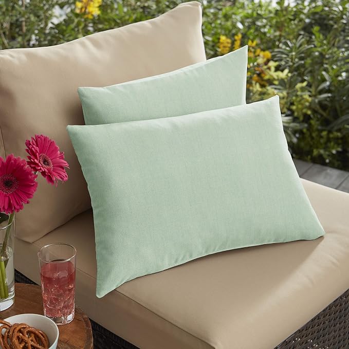 Sorra Home Sunbrella Solid Pillow Set, 12 in x 24 in, Canvas Spa