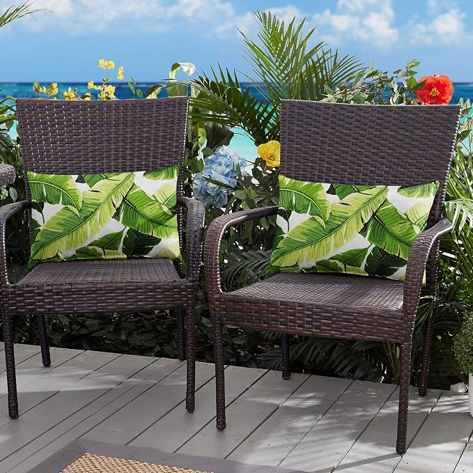 Sorra Home Indoor/Outdoor Knife Edge Pillow Set, Set of 2, Green