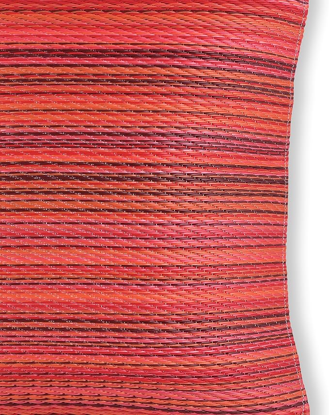 Fab Habitat Outdoor Premium Recycled Plastic Pillow - Waterproof, Fade Resistant - Striped - Patio, Porch, Deck, Balcony - Cancun - Sunset - 16.5" x 16.5"