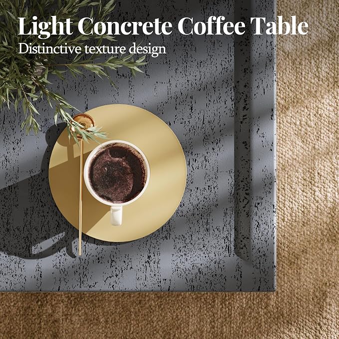 UPHA 28" Square Outdoor Coffee Table, Modern Hollow Concrete Patio Table, Small Minimalist Low Accent Table for Living Room, Balcony, Deck, Backyard, Dark Gray