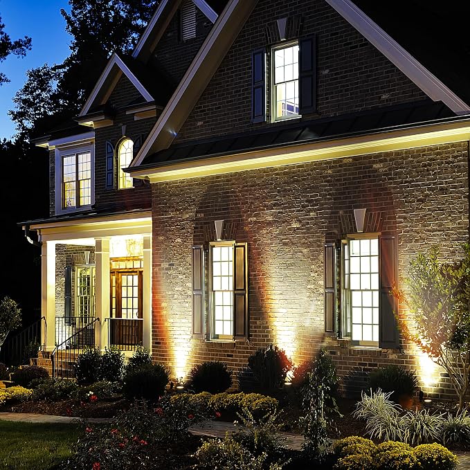 85.3FT LED Outdoor Landscape Spot Light Low Voltage, 24W Wired Uplight with Transformer, IP65 Waterproof Outside Plug-in lighting for Garden House Yard Tree Pathway, Warm White 3000K, Pack of 8