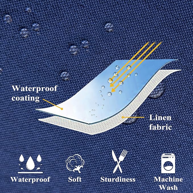 Home Brilliant Outdoor Pillows for Patio Furniture Waterproof Linen Pillow Covers Modern Throw Pillow Covers for Living Room, 4 Pieces, 16 inches(40 x 40cm), Dark Blue