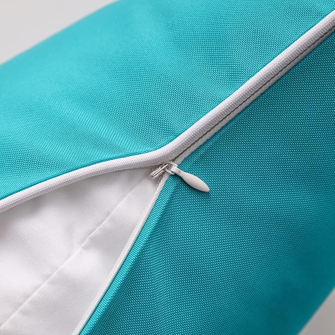 Phantoscope Pack of 2 Outdoor Waterproof Solid Throw Decorative Pillow Cover Decorative Square Outdoor Pillows Cushion Case Patio Pillows for Couch Tent, Teal Blue 12x20 inches 30x50 cm