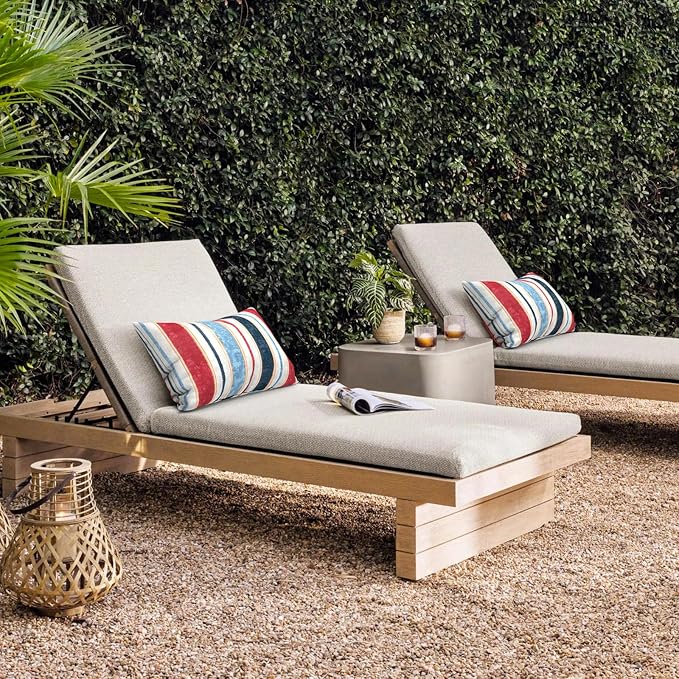 DYTXIII Pack of 2 Waterproof Outdoor Lumbar Pillow with Inserts, 12x20 in Rectangle Decorative Patio Throw Pillow for Home, Sofa,Bench and Patio Furniture, Stripe Red Blue