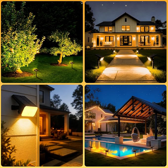 Solar Spot Lights Outdoor Waterproof, 6 Pack, 118 LED Warm White | IP67, 4 Modes Auto On/Off, for Yard Garden Pathway Walkway Tree Patio Driveway