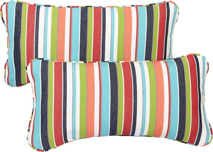 Mozaic Company Sunbrella Indoor/ Outdoor 12 by 24-inch Corded Pillow, Carousel Confetti, Set of 2
