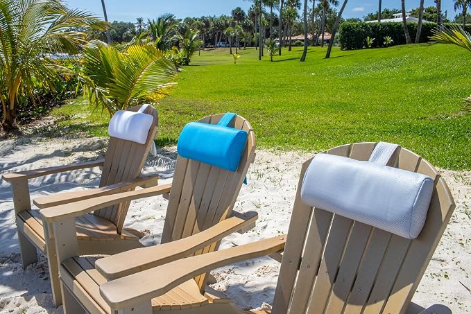 REZVANI Pool Lounge Chair Pillow. Lounger Headrest for in Pool Ledge. Adirondack Chair Head Pillow. for Beach Chair and Chaise Lounge. Spa Pillow for Outdoor Hot Tub (Sapphire Wave)